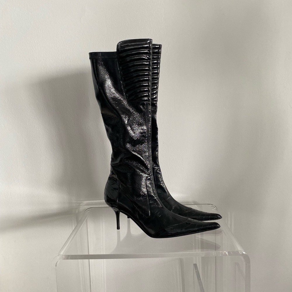 Black leather boots